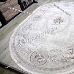 Ковер Турция Для Гостиной Дизайн 61 Серый с Бежевым Овал